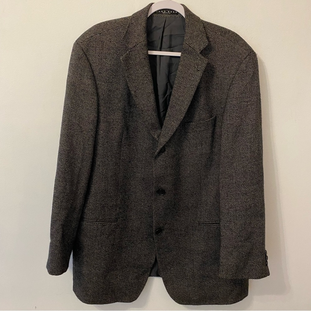 VTG Hugo Boss Mens Tweed Wool  Cashmere 44R Jacket Blazer Sport Coat 3 Button